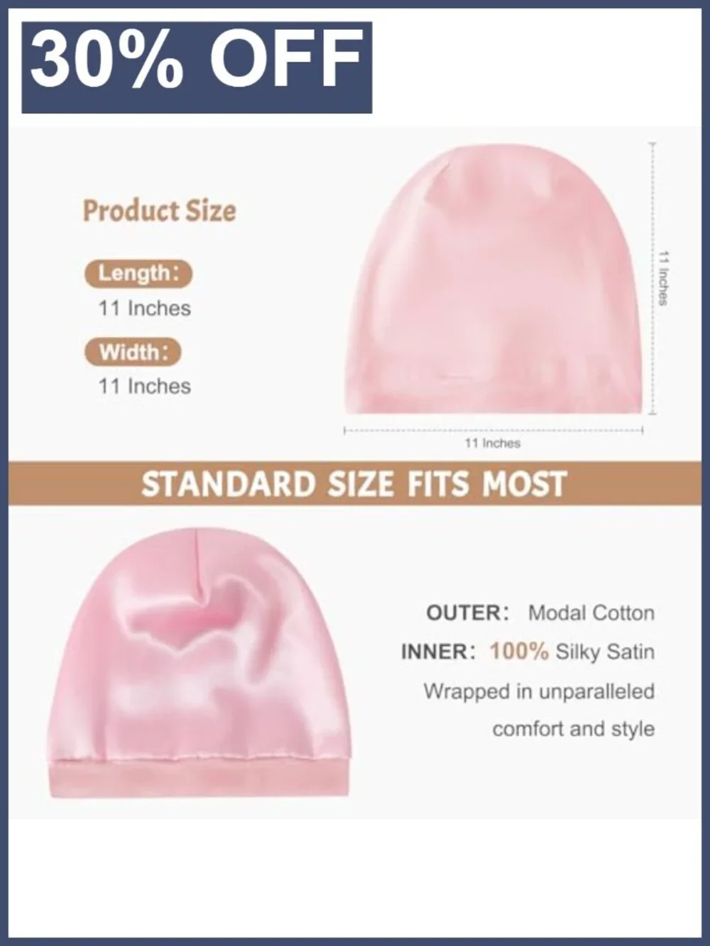 Satin Lined Hair Bonnets 3 Pack Silk Sleep Cap Adjustable Unisex Slouchy